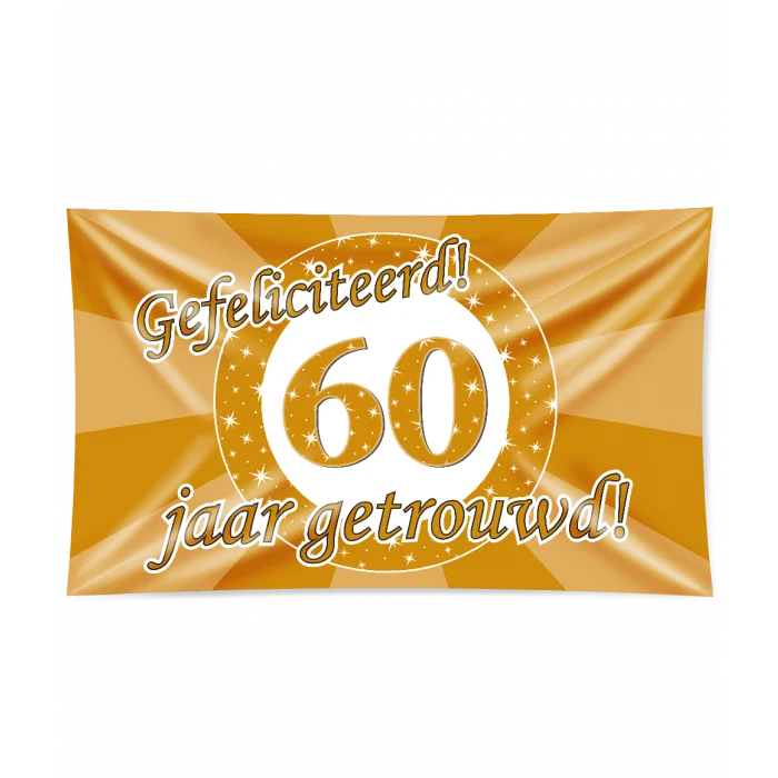 Gevelvlag 60 Jaar Getrouwd Goud (150x90cm)