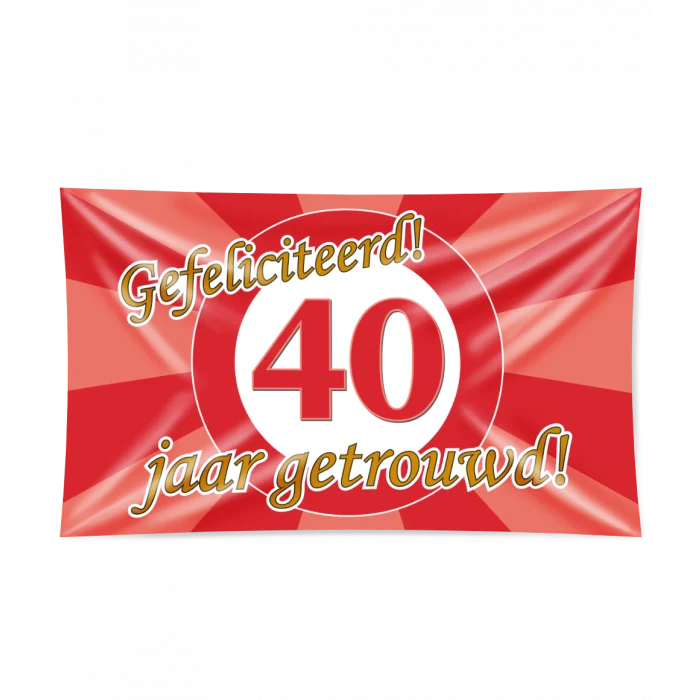 Gevelvlag 40 Jaar Getrouwd Rood (150x90cm)