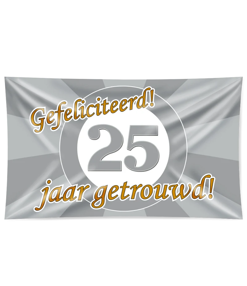 Gevelvlag 25 Jaar Getrouwd Zilver (150x90cm)