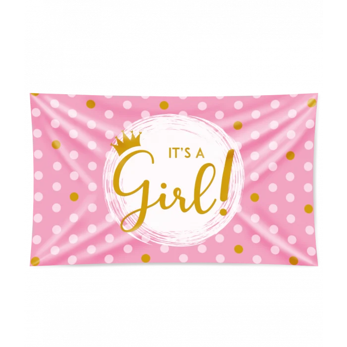 Gevelvlag It's a Girl! Roze (150x90cm)