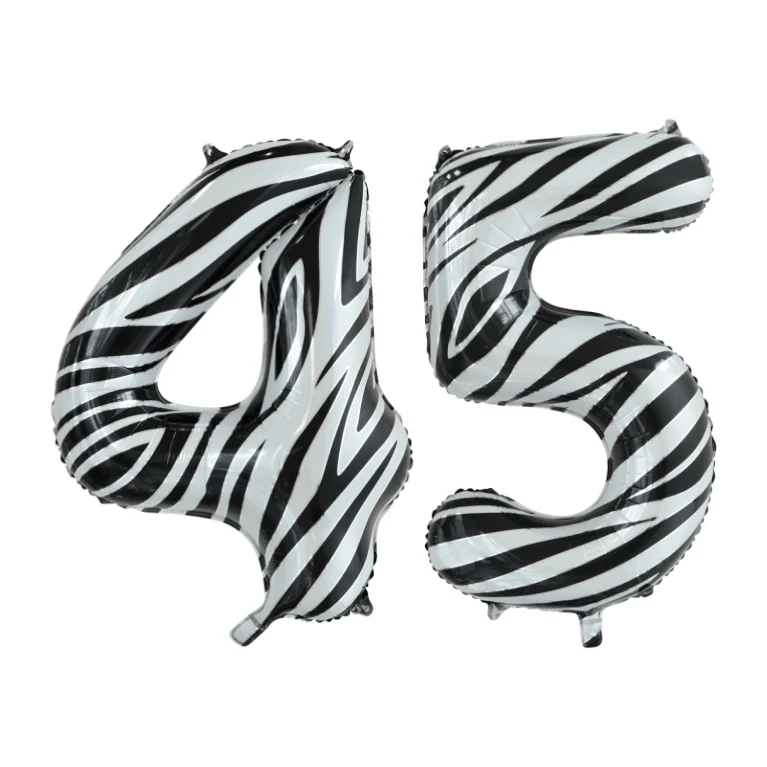 Folieballon 45 jaar zebra 86cm