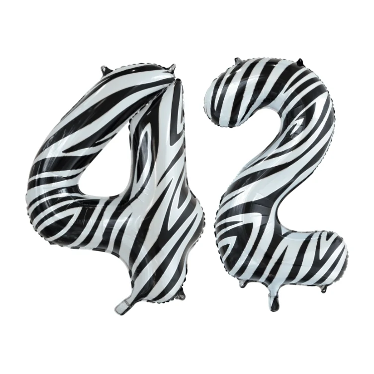 Folieballon 42 jaar zebra 86cm