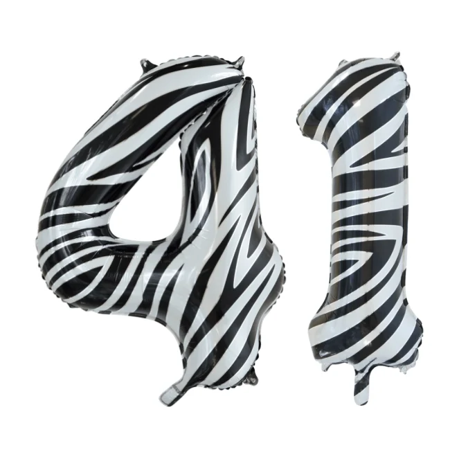 Folieballon 41 jaar zebra 86cm