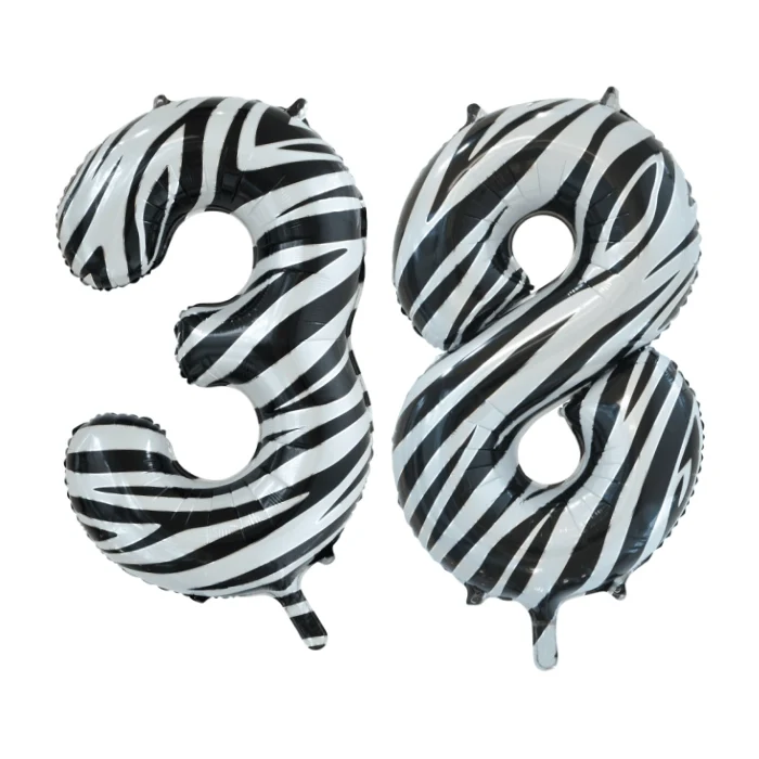 Folieballon 38 jaar zebra 86cm