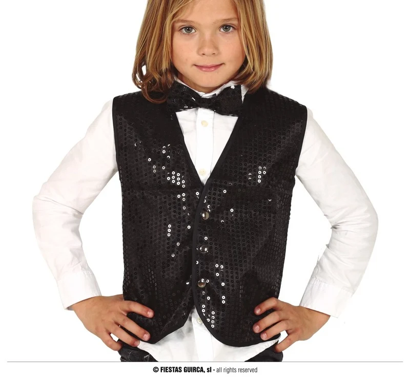 Zwart Gilet Pailletten Kind