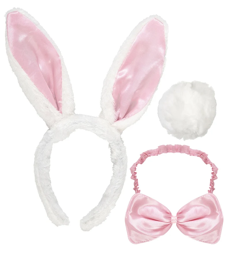 Bunny oren met staart en strik roze wit