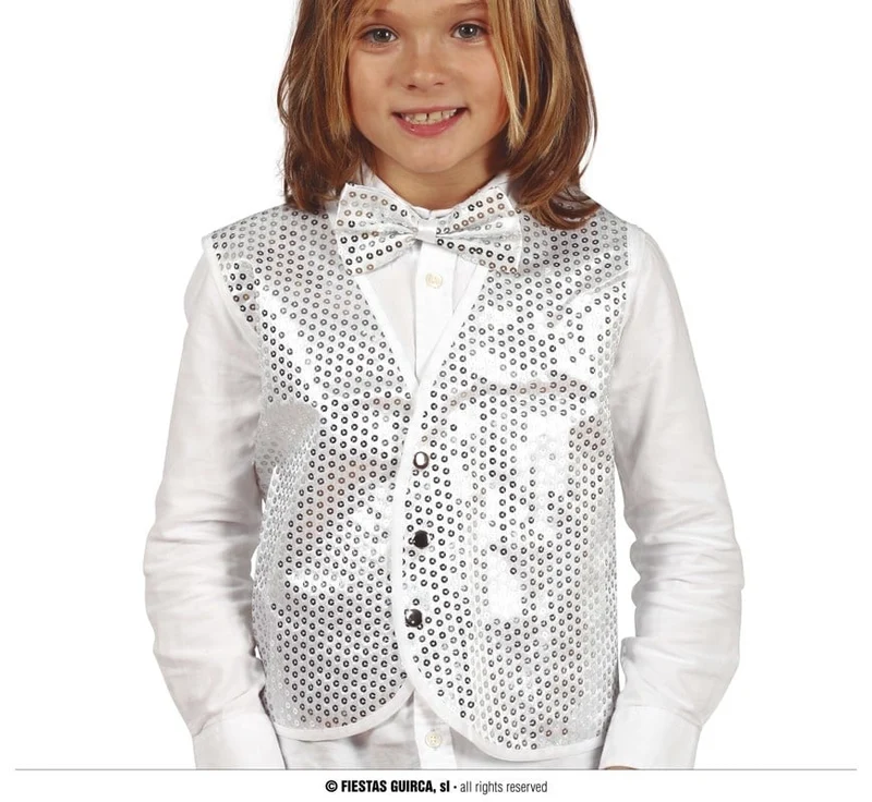 Zilveren Pailletten Gilet Kind