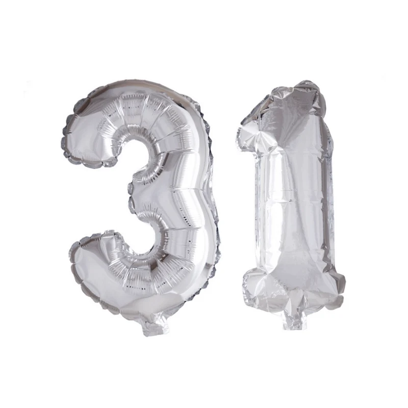 Folieballon 31 jaar zilver 86cm