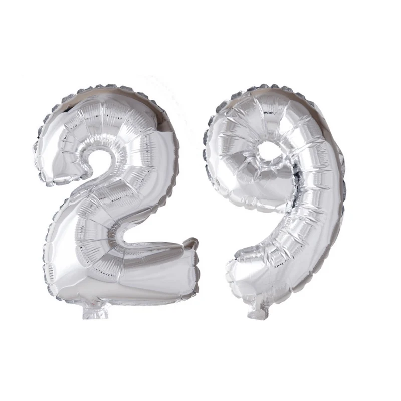Folieballon 29 jaar zilver 41cm