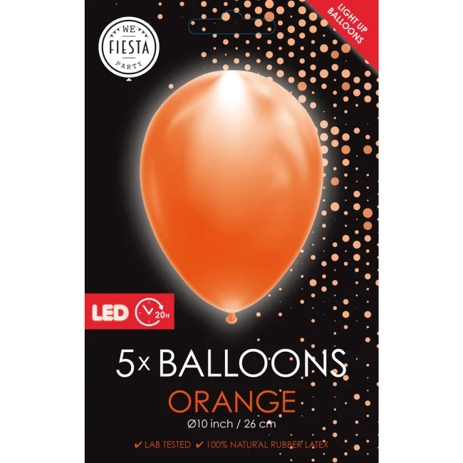 Oranje Led Ballonnen (5st)