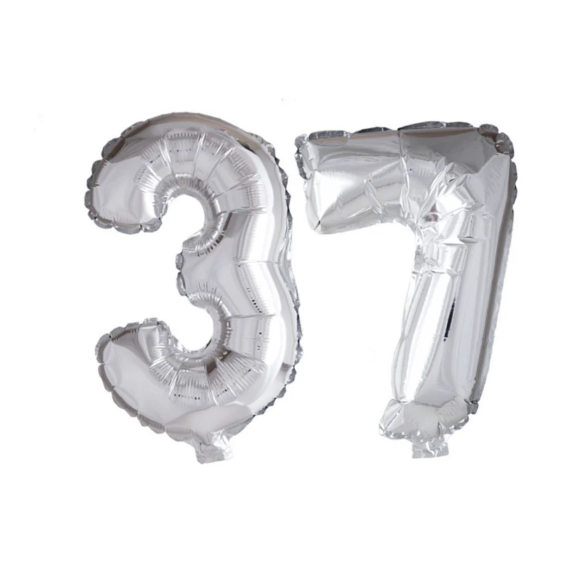Folieballon 37 jaar zilver 41cm