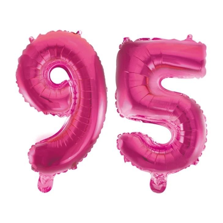 Folieballon 95 jaar roze 41cm