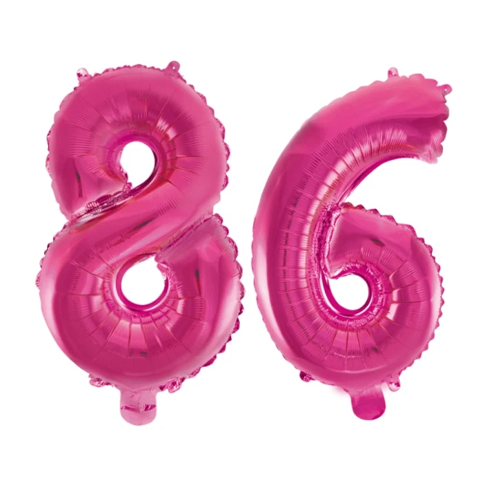 Folieballon 86 jaar roze 86cm