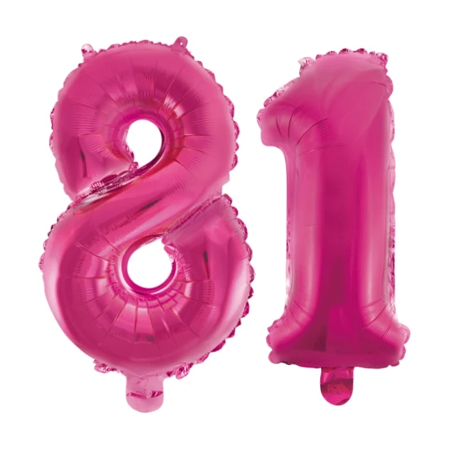 Folieballon 81 jaar roze 41cm