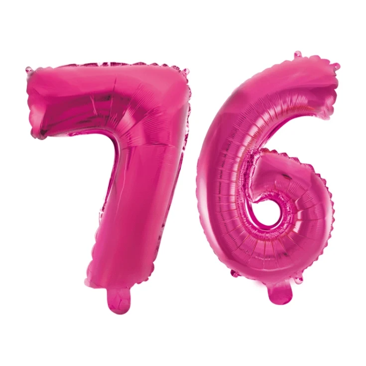Folieballon 76 jaar roze 41cm