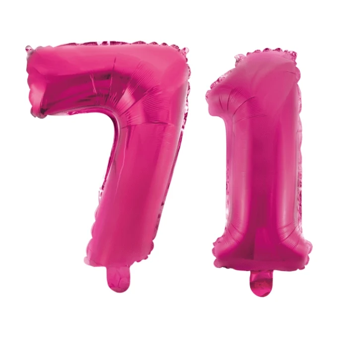 Folieballon 71 jaar roze 86cm