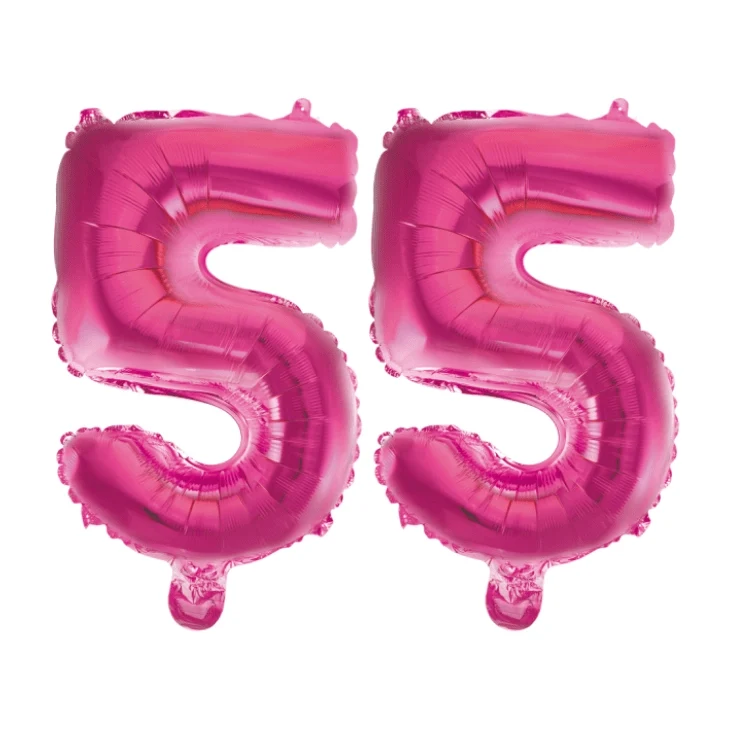 Folieballon 55 jaar roze 86cm