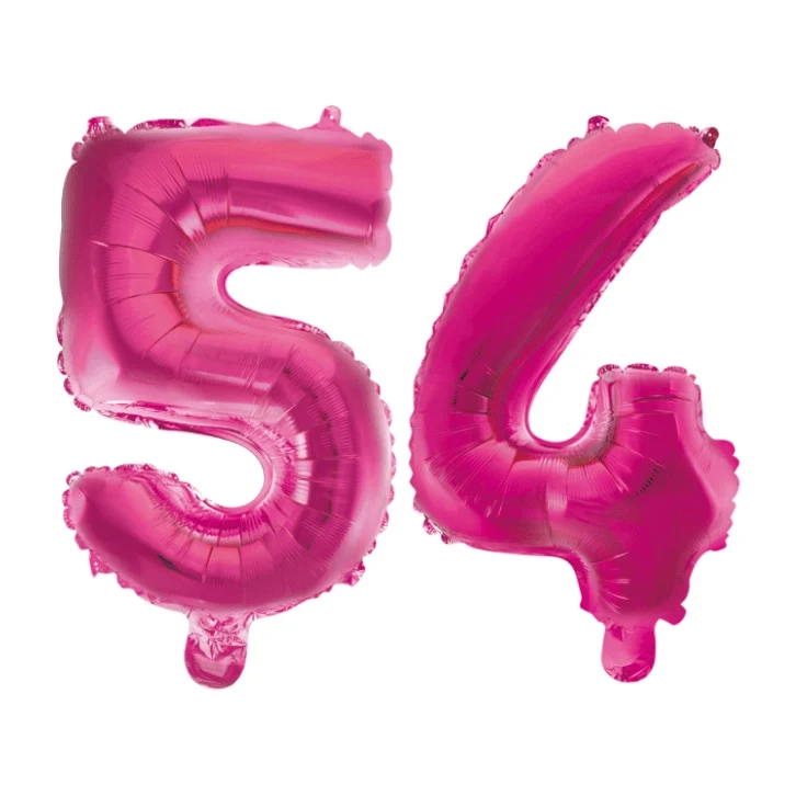 Folieballon 54 jaar roze 41cm