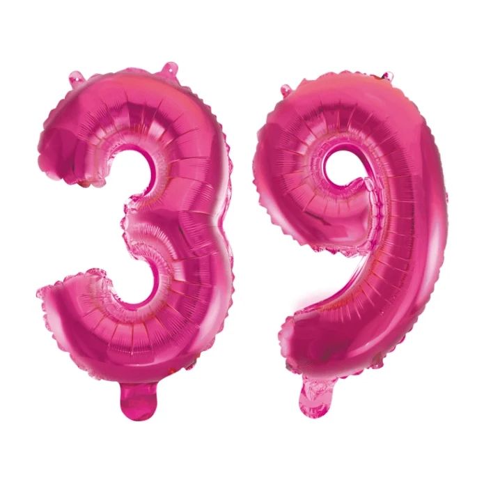 Folieballon 39 jaar roze 41cm