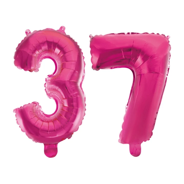 Folieballon 37 jaar roze 41cm