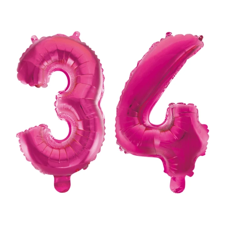 Folieballon 34 jaar roze 86cm
