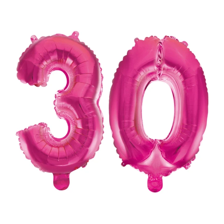 Folieballon 30 jaar roze 41cm