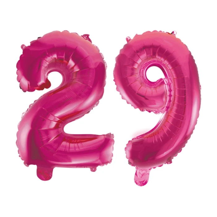 Folieballon 29 jaar roze 86cm