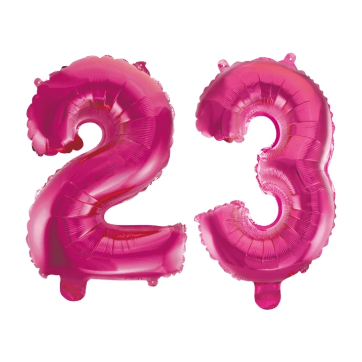 Folieballon 23 jaar roze 41cm