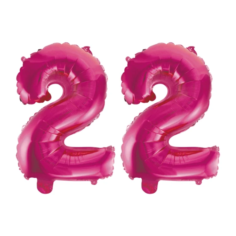 Folieballon 22 jaar roze 86cm