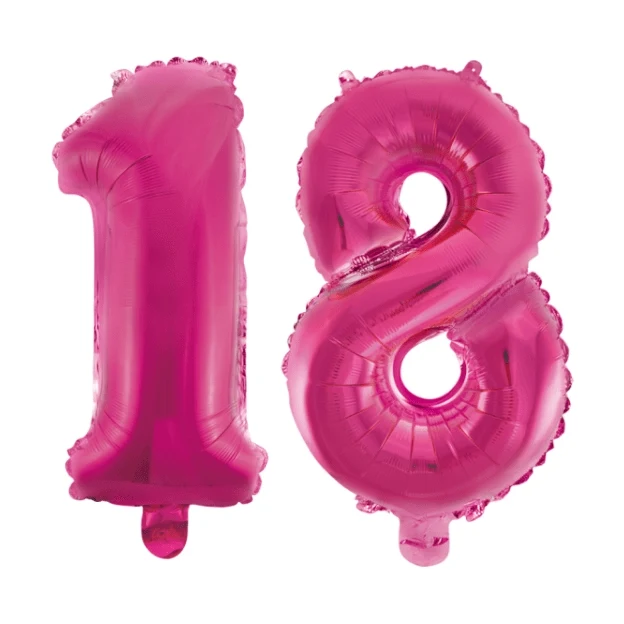 Folieballon 18 jaar roze 41cm