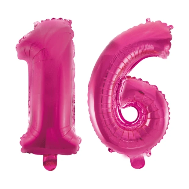 Folieballon 16 jaar roze 86cm