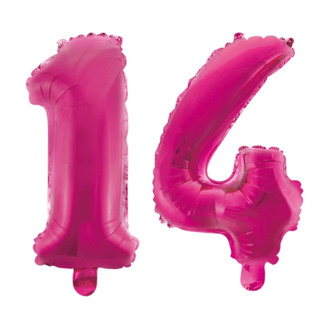 Folieballon 14 jaar roze 41cm