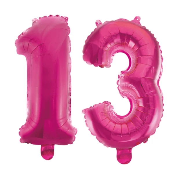 Folieballon 13 jaar roze 41cm