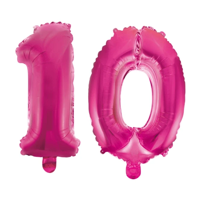 Folieballon 10 jaar roze 41cm