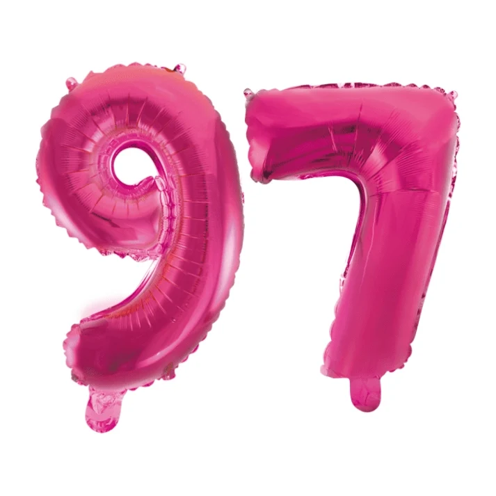 Folieballon 97 jaar roze 41cm