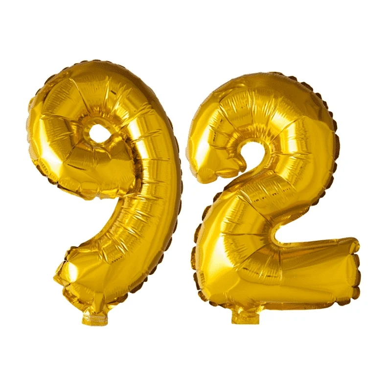 Folieballon 92 jaar Goud 41cm