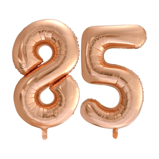 Folieballon 85 jaar Rosé Goud 86cm