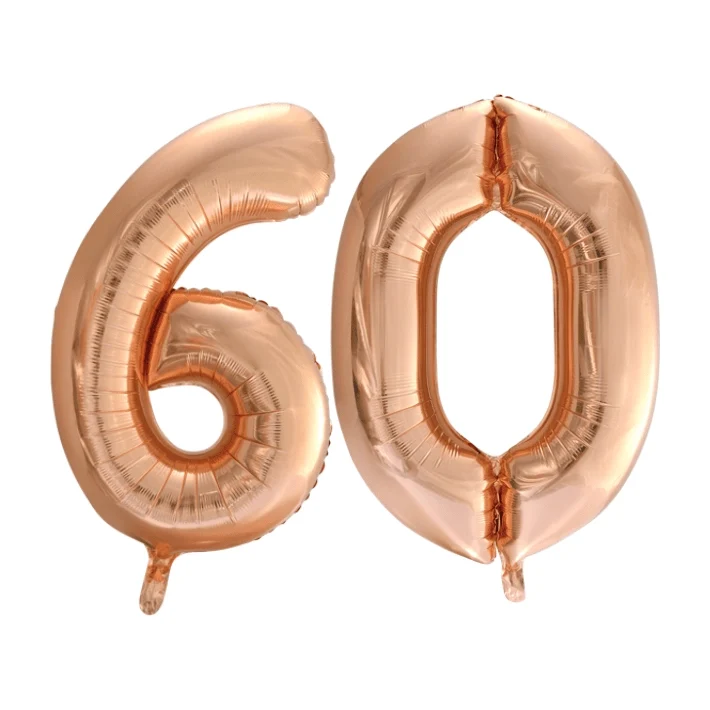 Folieballon 60 jaar Rosé Goud 86cm