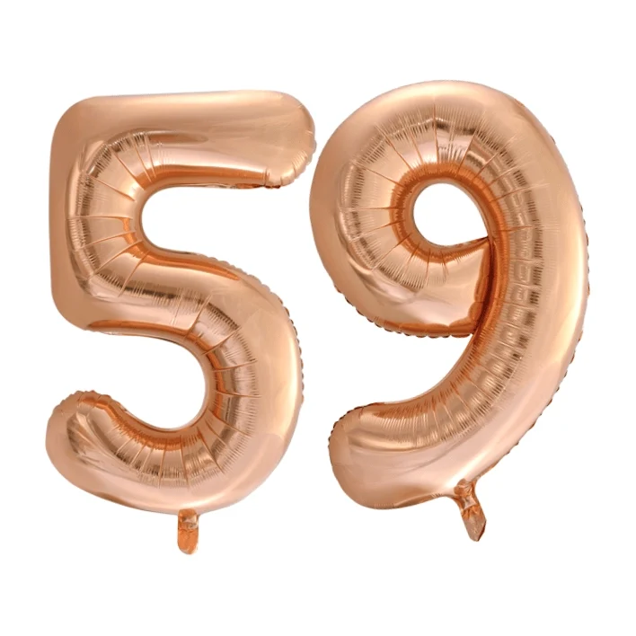 Folieballon 59 jaar Rosé Goud 86cm