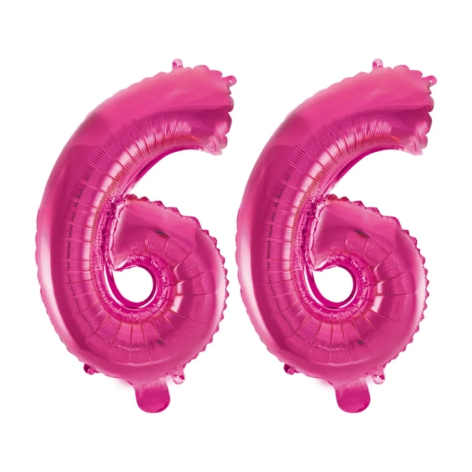 Folieballon 66 jaar roze 41cm