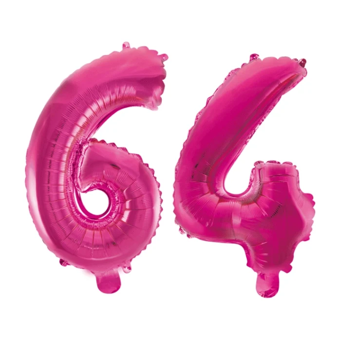 Folieballon 64 jaar roze 41cm