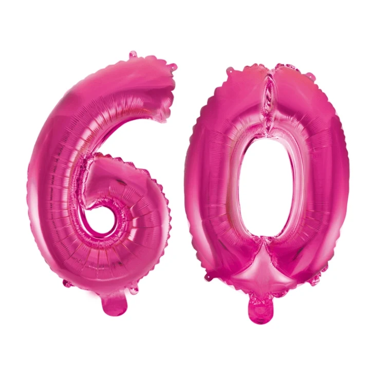 Folieballon 60 jaar roze 41cm
