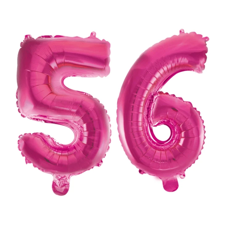 Folieballon 56 jaar roze 41cm