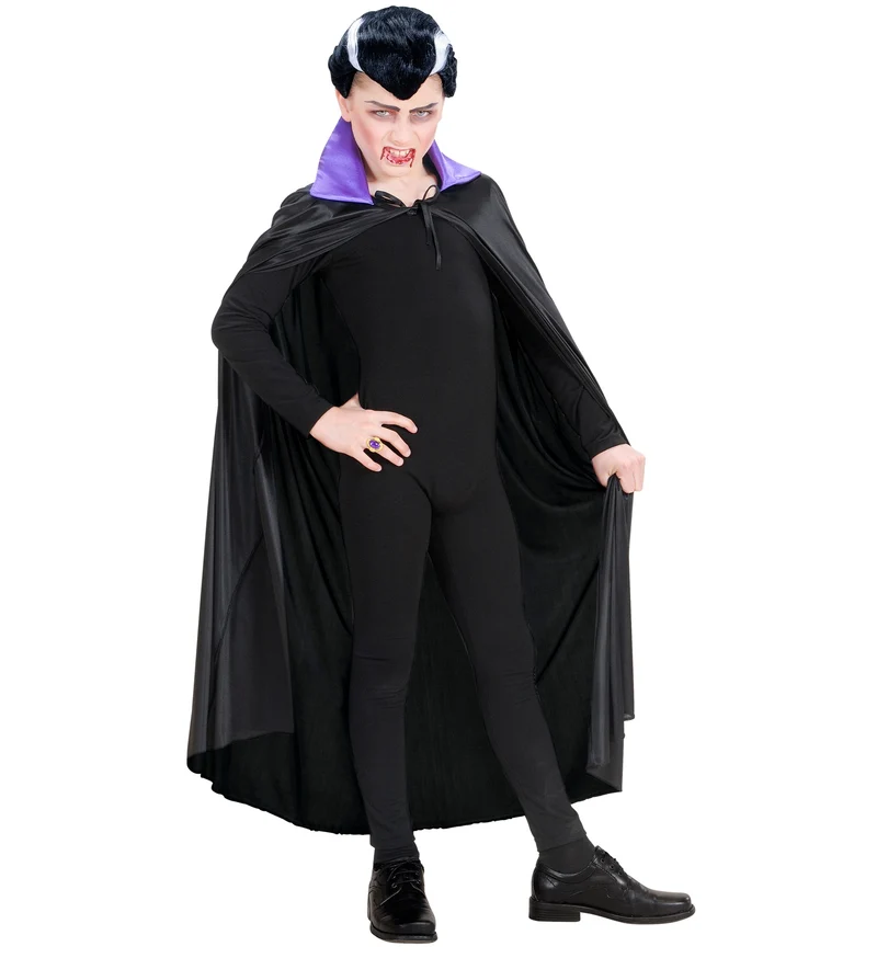Dracula cape zwart met paarse kraag kinderen