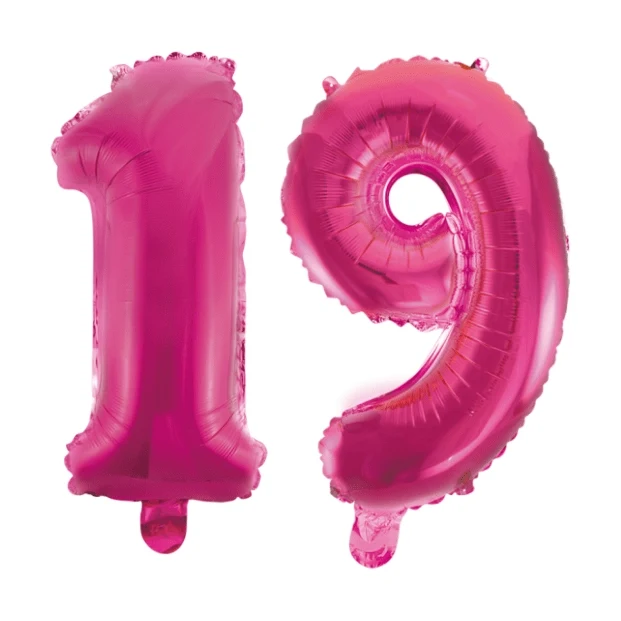 Folieballon 19 jaar roze 41cm