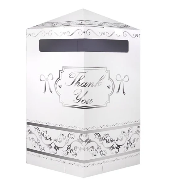 Bruiloft Kaarten Box 'Thank You' Wit/Zilver
