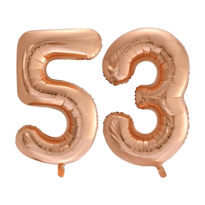 Folieballon 53 jaar Rosé Goud 86cm