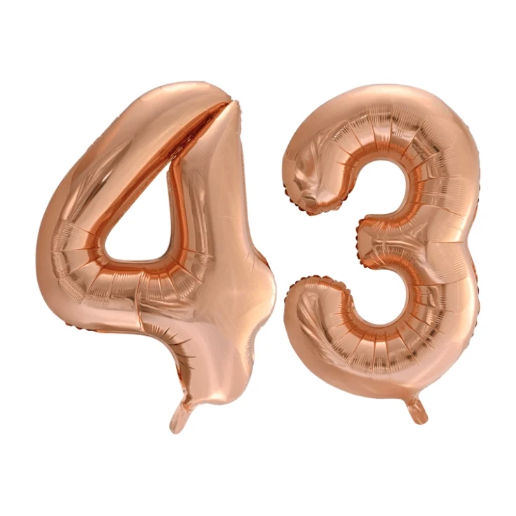 Folieballon 43 jaar Rosé Goud 86cm