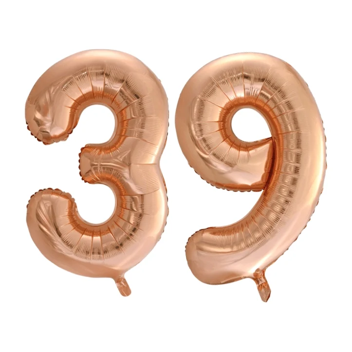 Folieballon 39 jaar Rosé Goud 86cm