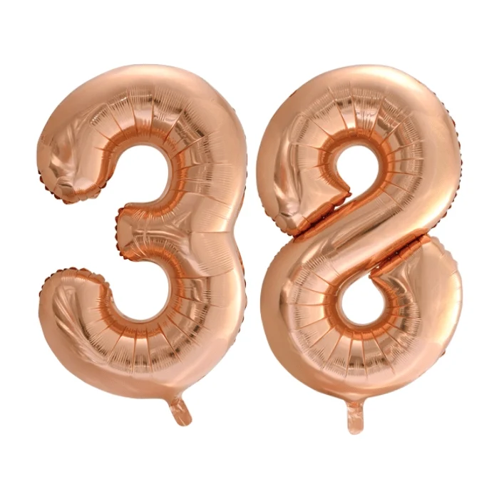 Folieballon 38 jaar Rosé Goud 86cm